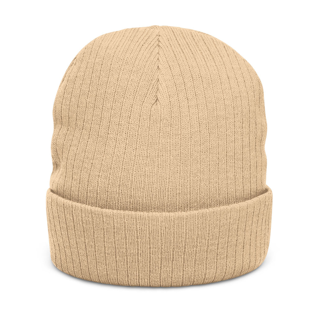 Embroidered Highland Cow Ribbed Knit Beanie — Cozy Farmhouse Winter Hat