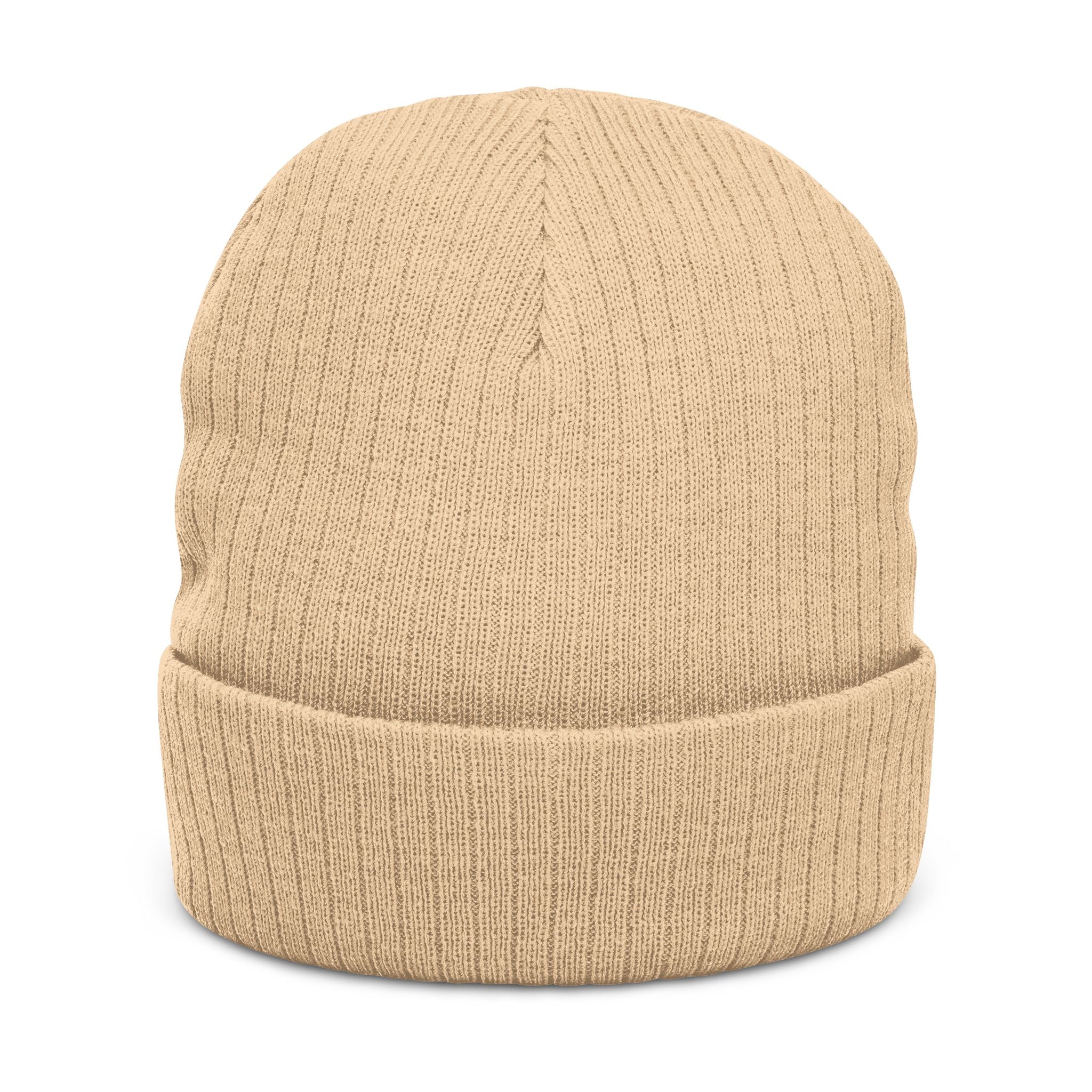 Embroidered Highland Cow Ribbed Knit Beanie — Cozy Farmhouse Winter Hat