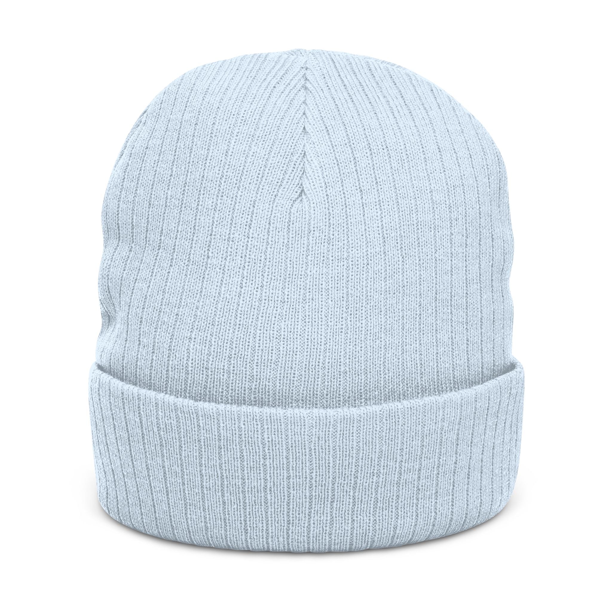 Embroidered Highland Cow Ribbed Knit Beanie — Cozy Farmhouse Winter Hat